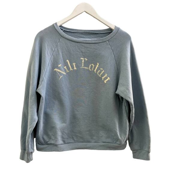 Nili Lotan $325 Printed Classic Crewneck Sweatshirt in Light Blue - Picture 5 of 9